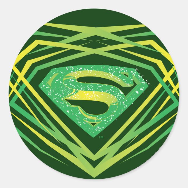 Pegatina Redonda Superman Stylized | Logo Decorativo Verde (Anverso)
