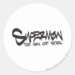 Pegatina Redonda Superman Stylized   Logo del Graffiti de las letra