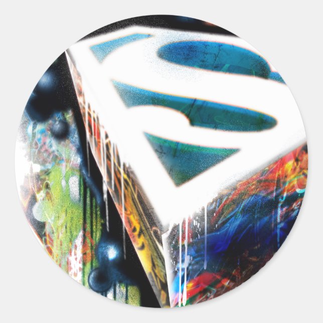 Pegatina Redonda Superman Stylized | Logo del Graffiti Urbano (Anverso)