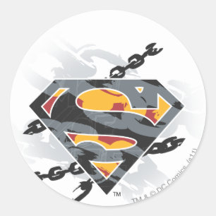 Pegatina Redonda Superman Stylized   Logotipo de las cadenas
