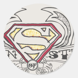 Pegatina Redonda Superman Stylized   Logotipo de textura