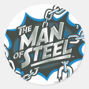 Pegatina Redonda Superman Stylized   Man of Steel Splash Logo