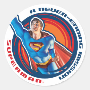 Pegatina Redonda Superman una misión interminable