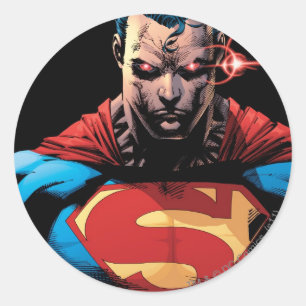 Pegatina Redonda Superman - Visión láser