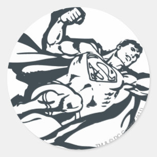 Pegatina Redonda Superman vuela a la derecha