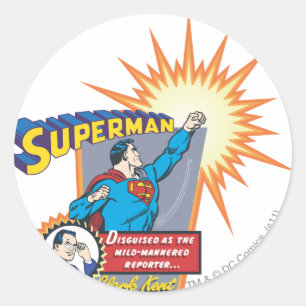 Pegatina Redonda Superman y Clark Kent