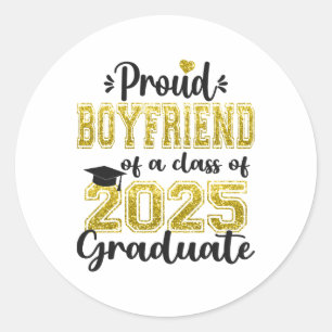 Pegatina Redonda Superorgulloso Novio De Graduación De 2025