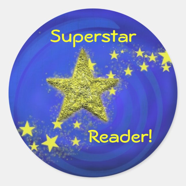 Pegatina Redonda ¡Superstar Reader! (Anverso)