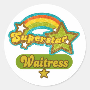 Pegatina Redonda Superstar Waitress