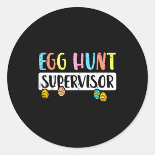 Pegatina Redonda supervisor de caza de huevos de Pascua divertido m