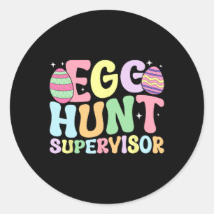 Pegatina Redonda Supervisor de caza de huevos Retro Fiesta de caza