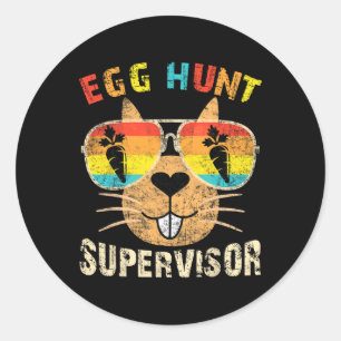 Pegatina Redonda Supervisor de caza de huevos Retro Fiesta de caza