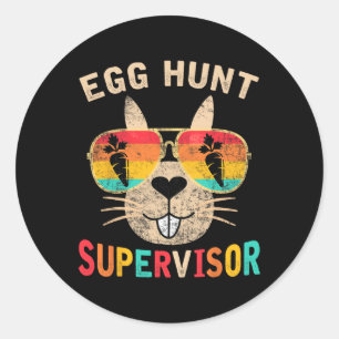 Pegatina Redonda Supervisor de caza de huevos Retro Fiesta de caza