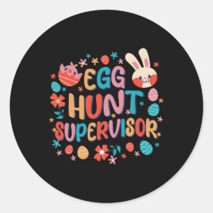 Pegatina Redonda Supervisor de Huevos de caza de huevos Día de Pasc