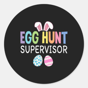 Pegatina Redonda Supervisor de Huevos Funny Hombres de Pascua Famil