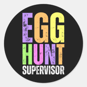Pegatina Redonda Supervisor de la búsqueda de huevos de Pascua Dive