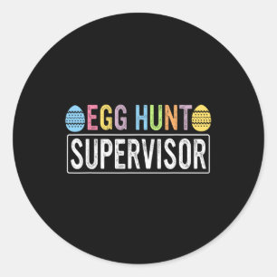 Pegatina Redonda Supervisor de la caza de huevos coincidiendo con l