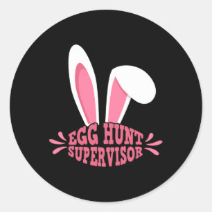 Pegatina Redonda Supervisor de la caza de huevos madre adulta Huevo