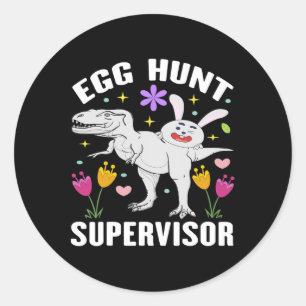 Pegatina Redonda Supervisor De La Caza De Huevos Y Escuadrón De Caz