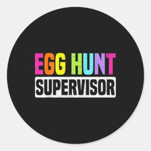 Pegatina Redonda Supervisora de búsqueda de huevos Divertida fiesta
