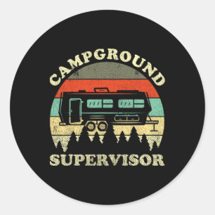 Pegatina Redonda Supervisores de Camping Familiar Campamento Esposo