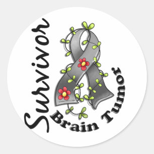 Pegatina Redonda Superviviente 15 del tumor cerebral