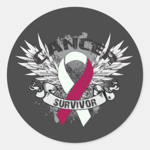 Pegatina Redonda Superviviente de cáncer de cuello de cabeza de cin