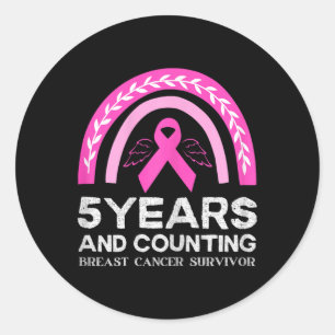 Pegatina Redonda Superviviente de cáncer de mama Tee 5 años Pin lib