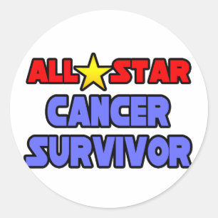 Pegatina Redonda Superviviente de cáncer de todas las estrellas