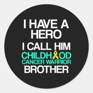 Pegatina Redonda Superviviente de cáncer infantil Guerrero de apoyo