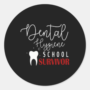 Pegatina Redonda Superviviente de escuela de higiene dental de estu