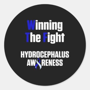 Pegatina Redonda Superviviente de Hydrocephalus Ganador de Guerrero