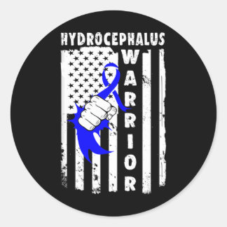 Pegatina Redonda Superviviente de Hydrocephalus Guerrero de la Conc