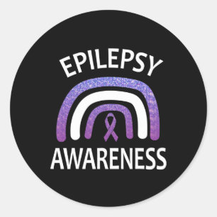 Pegatina Redonda Superviviente De La Epilepsia De Conciencia Y Apoy