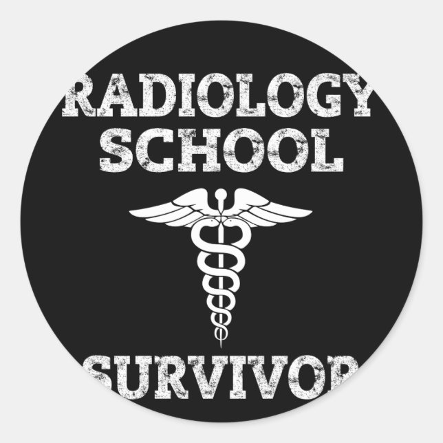Pegatina Redonda Superviviente de la escuela de radiología Caduceus (Anverso)