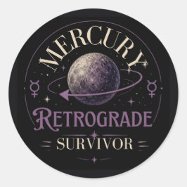 Pegatina Redonda Superviviente de Mercurio retrógrado