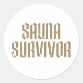 Pegatina Redonda Superviviente de sauna 07