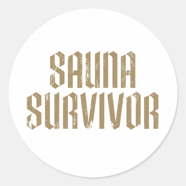 Pegatina Redonda Superviviente de sauna 07 (Anverso)