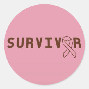 Pegatina Redonda Superviviente del cáncer de pecho