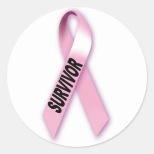 Pegatina Redonda Superviviente del cáncer de pecho