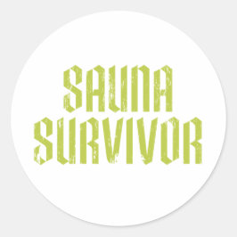 Pegatina Redonda Superviviente del Sauna 03