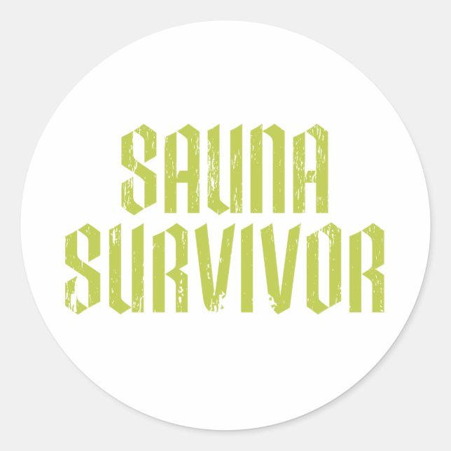 Pegatina Redonda Superviviente del Sauna 03 (Anverso)