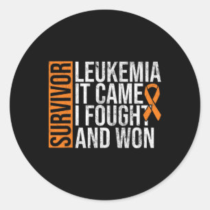Pegatina Redonda Superviviente Leucemia Luchada Ganó Leucemia Aware