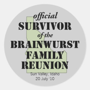 Pegatina Redonda Superviviente oficial de la Reunión Familiar - Ida