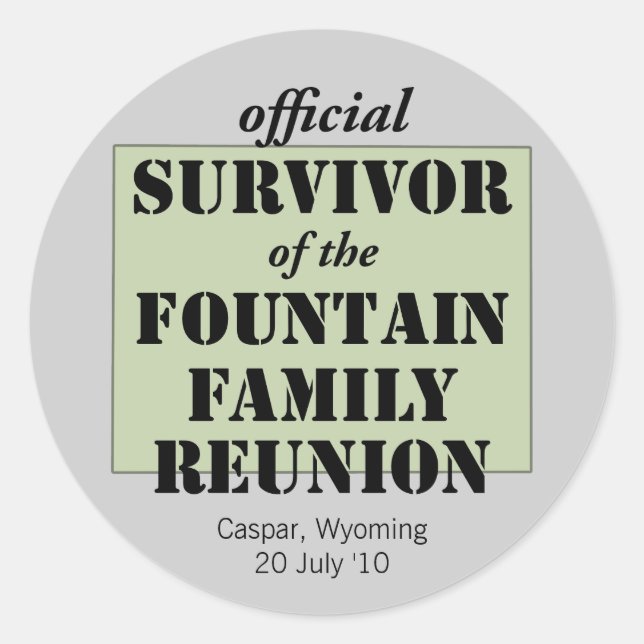 Pegatina Redonda Superviviente oficial de la unión familiar - Wyomi (Anverso)