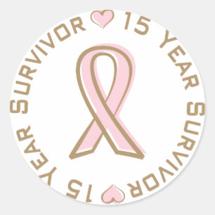 Pegatina Redonda Superviviente rosado del cáncer de pecho de la
