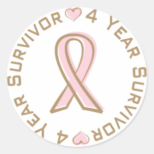Pegatina Redonda Superviviente rosado del cáncer de pecho de la