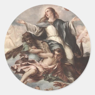 Pegatina Redonda Suposición de Juan de Valdes Leal de la Virgen