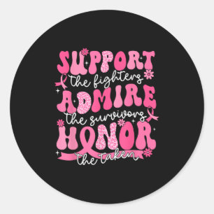 Pegatina Redonda Support Admire Honor Breast Awareness Warri