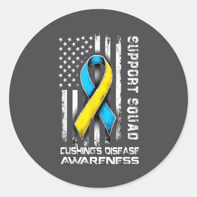 Pegatina Redonda Support Disease s Squad Awareness Cushing Humor (Anverso)